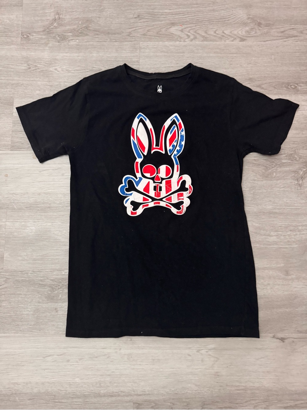 Psycho Bunny Shirt Mens Large Black Pima Cotton Skull Bunny Graphic Logo Tee